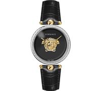Versace Palazzo Empire Collection Luxury Ladies Watch with a Black Strap with Two-Tone Case and Black Dial, Two-Tone OS, Palazzo Empire, Two-Tone, OS, Palazzo Empire