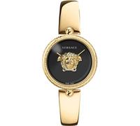 Versace Women's Palazzo Empire Collection Luxury Ladies Watch with Gold Strap, Gold Case, Black Dial, Quartz Movement, Water Resistant