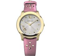 Versace Audrey Ladies Watch 38mm Gold Studs on Bracelet Leather Strap VELR01219