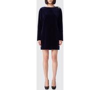 Versace Velvet Mini Sheath Dress with Rhinestones and Round Neck - Size: 40 - female