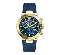 Versace - VEPY00921 Men's Fashion Quartz Watch Blue Leather Strap Stainless Steel Case Analogue Blue Dial