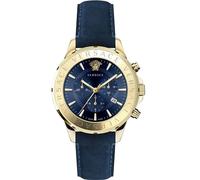 Versace , Blue Leather Strap Quartz Watch ,Yellow male, Sizes: ONE SIZE