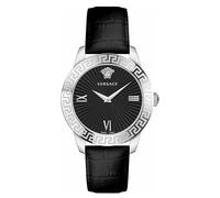Versace VEVC008 21 Women's Analogue Quartz Watch with Leather Strap, Silver, Strap.