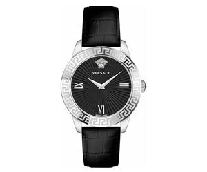 Versace VEVC008 21 Women's Analogue Quartz Watch with Leather Strap, Silver, Strap.