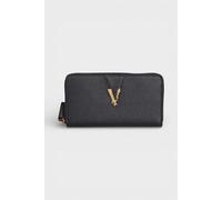 Versace Virtus Black Leather Long Wallet - One Size
