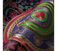 Versace Wallpaper Floral 387051 Luxury Wallpaper Floral Pink Green Gold Black Tendril Circles 10.05 x 0.70 m Made in Germany