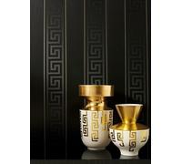 Versace Wallpaper Greek Key Stripe Black Gold Metallic Paste Wall Vinyl Textured