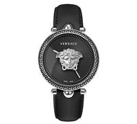 Versace Women's Analog Quartz Watch with Leather Strap VECO01622, Black, Fashion