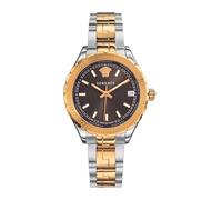 Versace Women's Analogue Swiss Quartz Watch with Two Tone Rose Gold Bracelet and Brown Dial Hellenyium V12040015