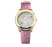 Versace Womens Audrey Wrist Watch 38mm Gold Rivets on Bracelet Leather Bracelet VELR01219