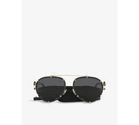 Versace Womens Black Ve2232 Logo-engraved Aviator Sunglasses 14.5cm