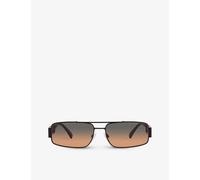 Versace Womens Black Ve2257 Branded-arm Rectangle-frame Metal Sunglasses 145mm