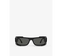 Versace Womens Black Ve4446 Branded-arm Rectangle-frame Acetate Sunglasses