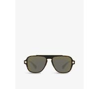 Versace Womens Brown Ve2199 Square-frame Metal Sunglasses 5.6cm