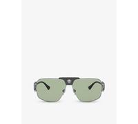 Versace Womens Grey Ve2251 Pillow-frame Steel Sunglasses 14.5cm