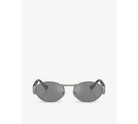Versace Womens Grey Ve2264 Oval-frame Metal Sunglasses 14.5cm