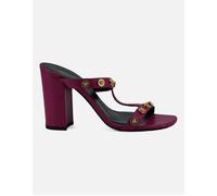 Versace Women's Medusa Biggie Sandals Purple Leather Heels Women