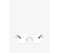 Versace Womens Versace Ve1305 Round-Frame Metal Optical Glasses Gold