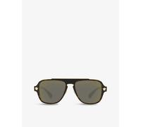 Versace Womens Versace Ve2199 Square-Frame Metal Sunglasses Brown