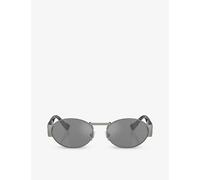 Versace Womens Versace Ve2264 Oval-Frame Metal Sunglasses Grey