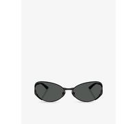 Versace Womens Versace Ve2285 Oval-Frame Metal Sunglasses Black