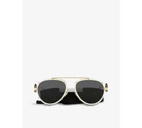 Versace Womens White Ve2232 Logo-engraved Aviator Sunglasses 14.5cm