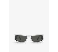 Versace Womens White Ve4446 Branded-arm Rectangle-frame Acetate Sunglasses