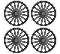 Versaco Car Wheel Trims CRYSTALSO15 - Silver/Black 15 Inch 16-Spoke - Boxed Set of 4 Hubcaps - Includes Fittings/Instructions