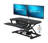 VERSADESK PowerPro 36 Inch Electric Standing Desk Converter, Height Adjustable Sit to Stand Up Desk Riser, Laptop and Dual Monitor Desktop Workstation with Wide Keyboard Tray and USB Port, Black