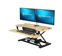 VERSADESK PowerPro 36 Inch Electric Standing Desk Converter - Push-Button Height Adjustable Sit to Stand Desk Riser for Dual Monitors & Laptop - Motorized Desktop Workstation with Wide Keyboard Tray