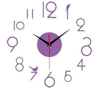 VersaGenius 3D On Wall Clock, 3D Frameless Large Modern Wall Clock, Acrylic Mirror Self DIY Arabic Numerals Clocks For Living Room, Kitchen, Bedroom, Office Home (Purple)