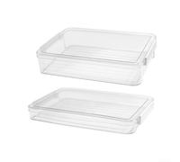 VersaGenius Desktop File Storage Box for A4 Document Organizer Case with Lid Transparent PET Stackable Paper Container for Office Home(large)