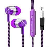 VersaGenius Earphones with Microphone Wired - In Ear Headphones Noise Cancelling Technology Powerful Bass for Android for ios - Secure Fit Sports Design(Purple)
