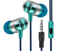VersaGenius Earphones with Microphone Wired - In Ear Headphones Noise Cancelling Technology Powerful Bass for Android for ios - Secure Fit Sports Design(silver)
