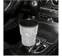 VersaGenius Rhinestone Car Trash Can with Lid for Dashboard Console(White)