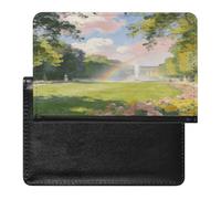 Versailles Garden Green Passport Holder Cover Wallet RFID Blocking Leather Passport Wallet Passport Cover Passport Protector Credit Card Hold Travel Accessories