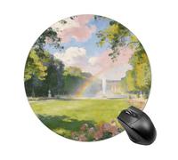Versailles Garden Green Round Mouse Pad Cute Small Mouse Pads for Desk Funny Computer Mouse Mat for Home Office Desk Accessories Travel Mousepad with Non-Slip Rubber Base