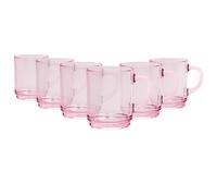 Versailles Glass Coffee Mugs - 260ml Cups - Pack of 6 Duralex Pink One Size