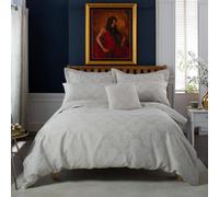 Versailles Jacquard Duvet Cover Set - Polycotton Front with Cotton Blend Reverse - Elegant Damask Design - Silver or Natural - Includes Pillowcases - Single to Super King Sizes [Do-Na]