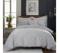 Versailles Jacquard Duvet Cover Set - Polycotton Front with Cotton Blend Reverse - Elegant Damask Design - Silver or Natural - Includes Pillowcases - Single to Super King Sizes [Do-Si]