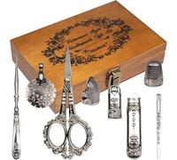 VERSAINSECT ery Scissors Kit, Victorian Needlework Gift Set with Antique Shear, Thread Cutter, Thimbles, Needles, Awl, Bodkin, Winding Board for Sewing, Knitting, Cross Stitch, Quilting