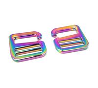 VersaKits 10 Pcs Heavy Duty Metal G Hooks Flat Tri-glide Hook Sildes Adjustable Fastener Belt Buckle for Strap Webbing, Rainbow, 3/4''