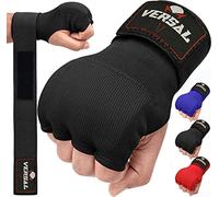 VERSAL VSL Boxing Hand Wraps Inner Gloves, Gel Padded Quick Wraps Elasticated Wrist Support Bandages, Fist Protector Martial Arts MMA Punching Speed Bag Training Under Mitts Handwraps (Black, L/XL)