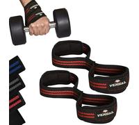 VERSAL Weight Lifting Straps Figure 8 Lifting Straps Neoprene Padded Wrist Support Gym Straps Heavy Duty Weightlifting Deadlift Straps for Powerlifting Fitness Training Workout (Red/Black)