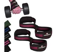 VERSAL Weight Lifting Straps Figure 8 Lifting Straps Neoprene Padded Wrist Support Gym Straps Heavy Duty Weightlifting Deadlift Straps for Powerlifting Fitness Training Workout (Pink/Black)