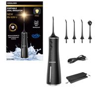 Versalinex Portable Water Flosser 300ml, USB Type-C Rechargeable Oral Irrigator, IPX7 Waterproof, 4 Modes/DIY, 4 Mouthpieces, Dental Jet for Deep Cleaning, Suitable for Braces (Black)