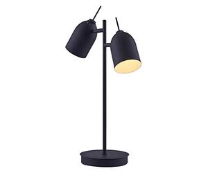 VERSANORA Teamson Home Adjustable Standing Desk Lamp with Double Spotlight, Table Lamp Desk Lamp, Desk Light, Tabletop, Black Finish for Living Room or Office