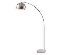 Teamson Home Arquer 173cm Arc Floor Lamp with Faux Marble Base, Nickel - Grey