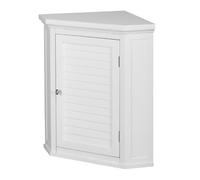 VERSANORA Teamson Home Corner Bathroom Cabinet, White Wooden Bathroom Cupboard, Wall Mounted Cabinet, Removeable Wall Cabinet, One Door and Interior Shelf