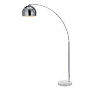 VERSANORA Teamson Home Modern Arc Curved LED Standing Floor Lamp 67 inch Tall Standing Hanging Light, Chrome Finished Shade White Marble Base for Living Room